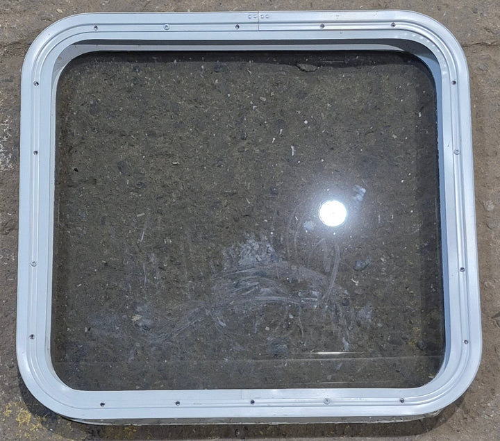 Used White Radius Non Opening Window : 23 1/2" W x 21 1/4" H x 1 7/8" D - Young Farts RV Parts
