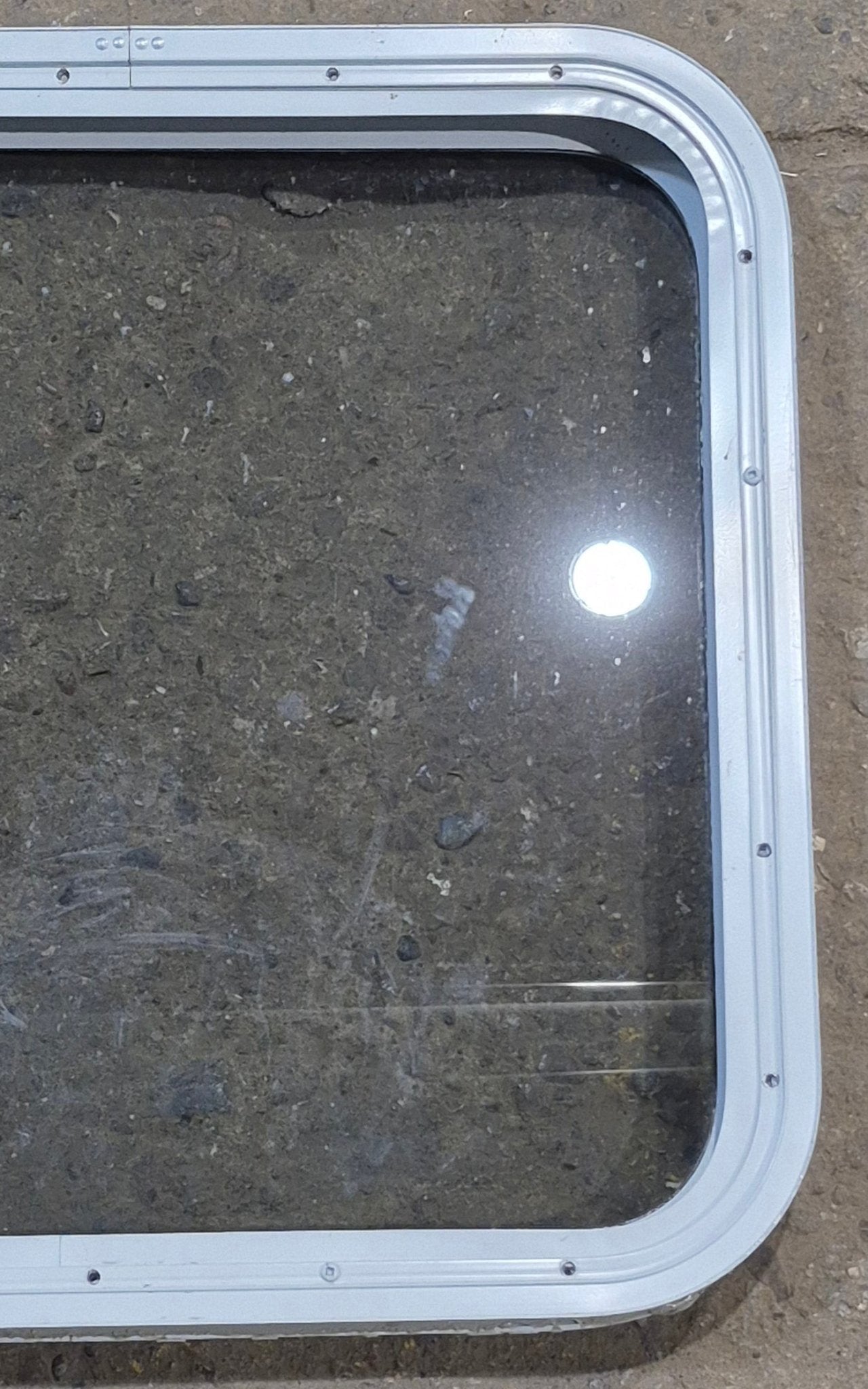 Used White Radius Non Opening Window : 23 1/2