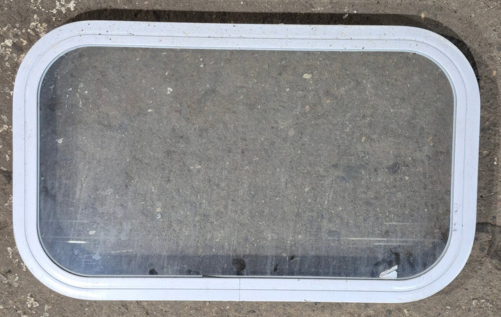 Used White Radius Non Opening Window : 23 3/4" W x 13 3/4" H x 1 7/8" D - Young Farts RV Parts