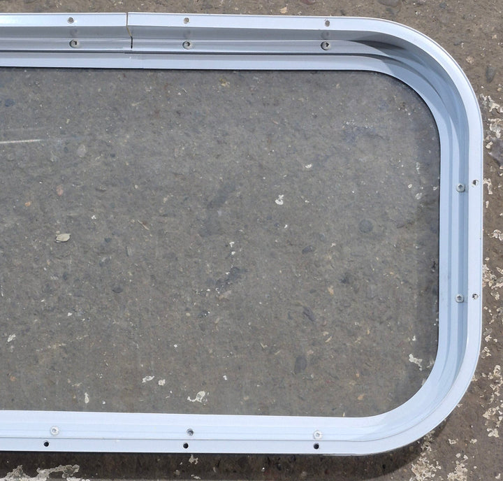 Used White Radius Non Opening Window : 23 3/4" W x 13 3/4" H x 1 7/8" D - Young Farts RV Parts