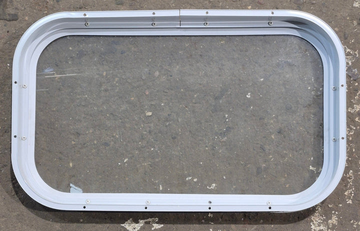Used White Radius Non Opening Window : 23 3/4" W x 13 3/4" H x 1 7/8" D - Young Farts RV Parts