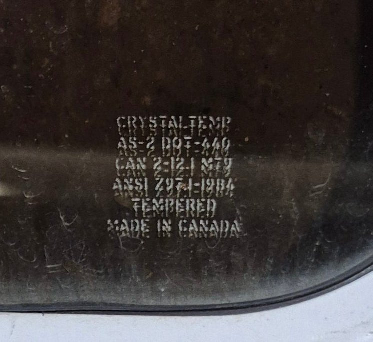 Used White Radius Non Opening Window : 24 1/4" W x 16 3/4" H x 1 7/8" D - Young Farts RV Parts