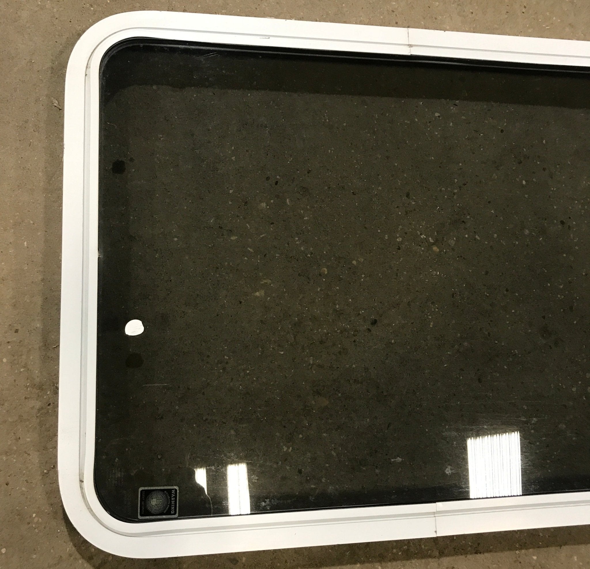 Used White Radius Non Opening Window : 35 3/4" W x 26 1/4" H x 1 7/8" D - Young Farts RV Parts