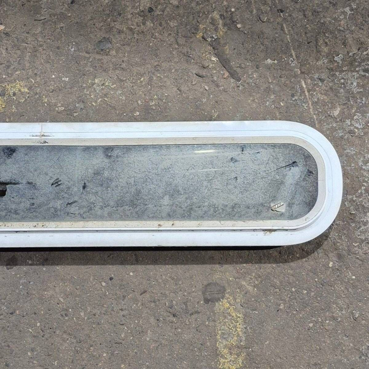 Used White Radius Non - Opening Window - 42 1/2" X 7 1/2" X 2" - Young Farts RV Parts