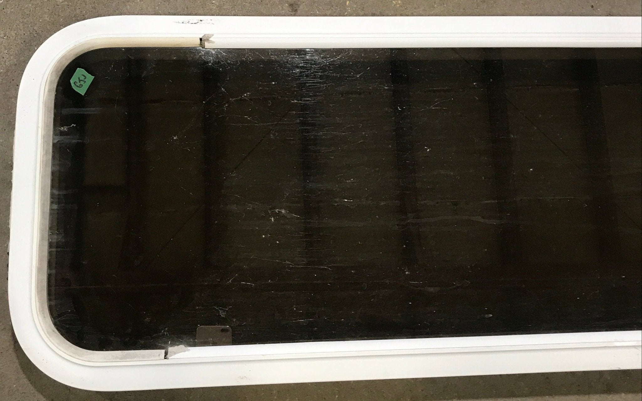 Used White Radius Non Opening Window : 45 1/2" W x 15 1/2" H x 1 7/8" D - Young Farts RV Parts