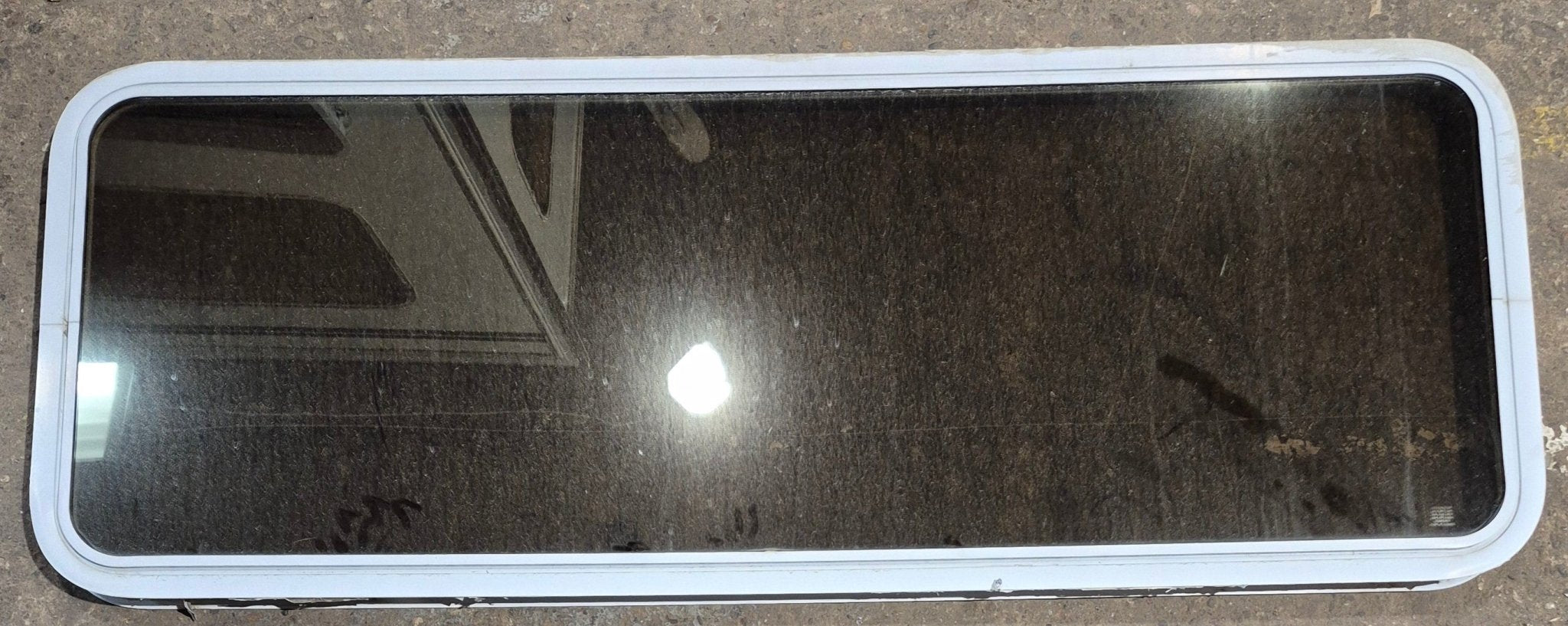 Used White Radius Non Opening Window : 60 1/4" W x 21 3/4" H x 1 7/8" D - Young Farts RV Parts