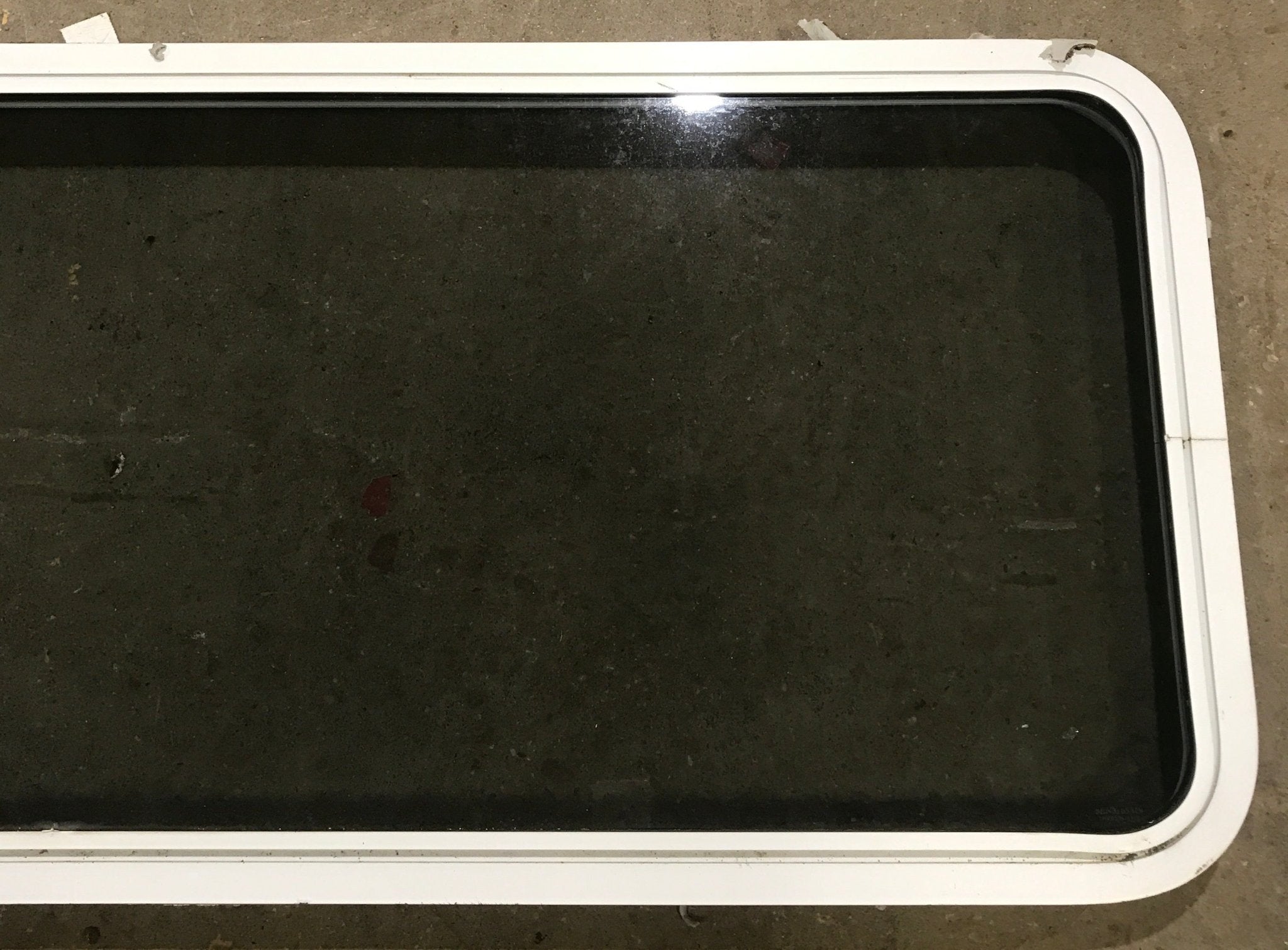 Used White Radius Non Opening Window : 60" W x 21 1/2" H x 1 7/8" D - Young Farts RV Parts