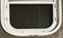 Used White Radius Opening Window : 13 1/2" W x 17 1/2" H x 1 7/8" D - Young Farts RV Parts