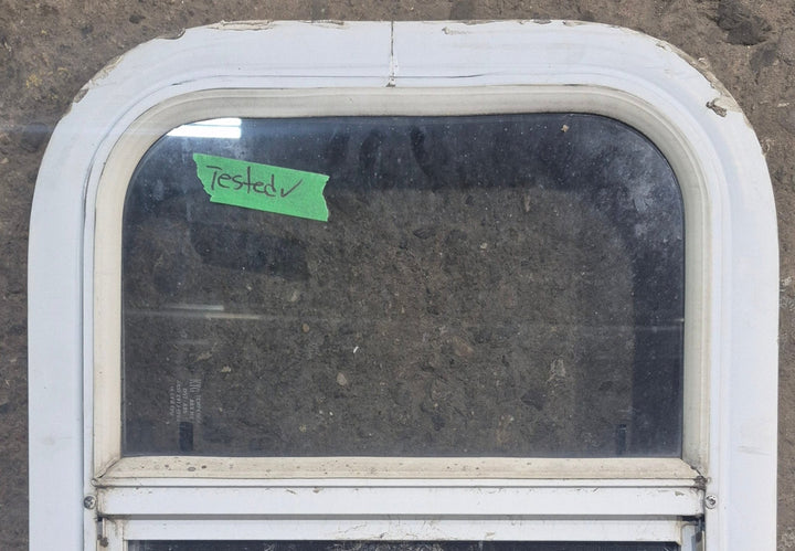 Used White Radius Opening Window : 14 1/4" W x 17 1/4" H x 1 17/8" D - Young Farts RV Parts