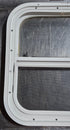 Used White Radius Opening Window : 17 1/2" W x 17 1/2" H x 1 1/8" D - Young Farts RV Parts