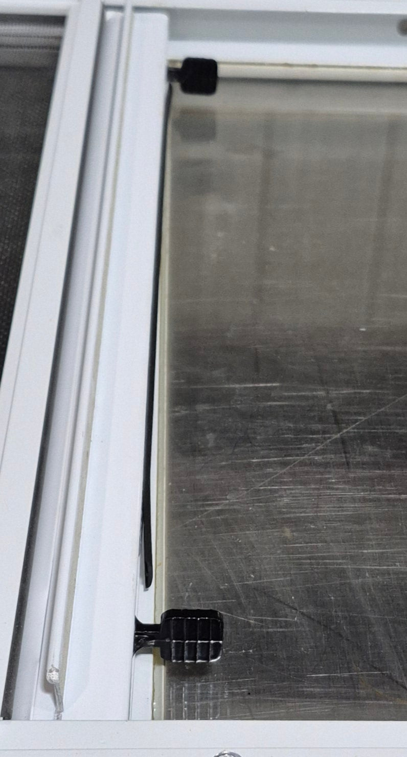 Used White Radius Opening Window : 17 1/2" W x 17 1/2" H x 1 1/8" D - Young Farts RV Parts