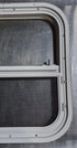 Used White Radius Opening Window : 17 1/2" W x 17 1/2" H x 1 1/8" D - Young Farts RV Parts