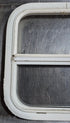 Used White Radius Opening Window : 17 1/2" W x 17 1/2" H x 1 1/8" D - Young Farts RV Parts