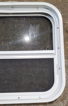 Load image into Gallery viewer, Used White Radius Opening Window : 17 1/2&quot; W x 17 1/2&quot; H x 1 7/8&quot; D - Young Farts RV Parts