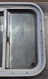 Used White Radius Opening Window : 18 1/4" W x 17 3/4" H x 1 3/4" D - Young Farts RV Parts