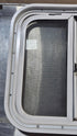 Used White Radius Opening Window : 18 1/4" W x 17 3/4" H x 1 3/4" D - Young Farts RV Parts