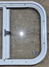 Used White Radius Opening Window : 19 1/2" W x 14 1/2" H x 1 1/4" D - Young Farts RV Parts