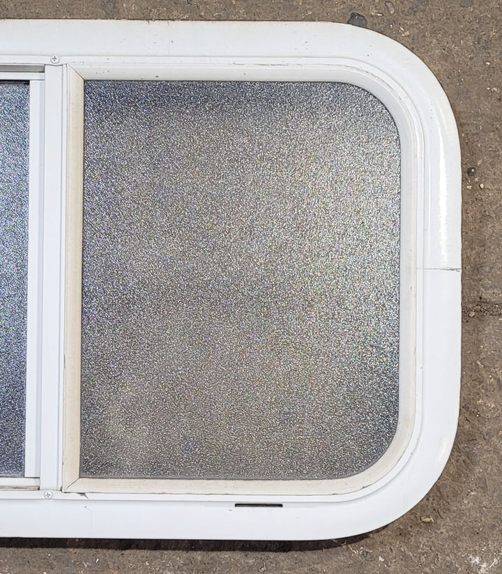 Used White Radius Opening Window : 23 1/2" W x 14 1/4" H x 1 7/8" D - Young Farts RV Parts
