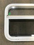 Used White Radius Opening Window : 23 1/2" W x 17 1/2" H x 1 1/2" D - Young Farts RV Parts