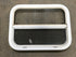 Used White Radius Opening Window : 23 1/2" W x 17 1/2" H x 1 1/2" D - Young Farts RV Parts
