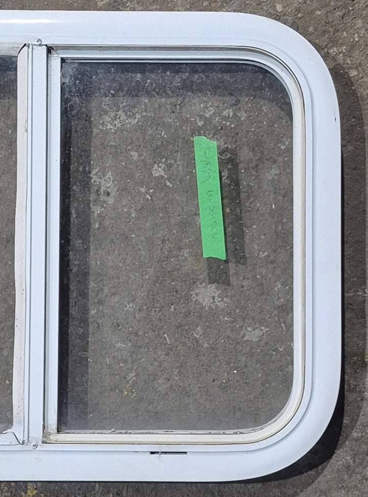 Used White Radius Opening Window : 23 1/2" W x 17 1/2" H x 1 7/8" D - Young Farts RV Parts