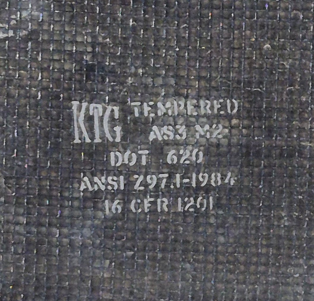 Used White Radius Opening Window : 23 1/2" W x 39 1/4" H x 1 7/8" D - Young Farts RV Parts