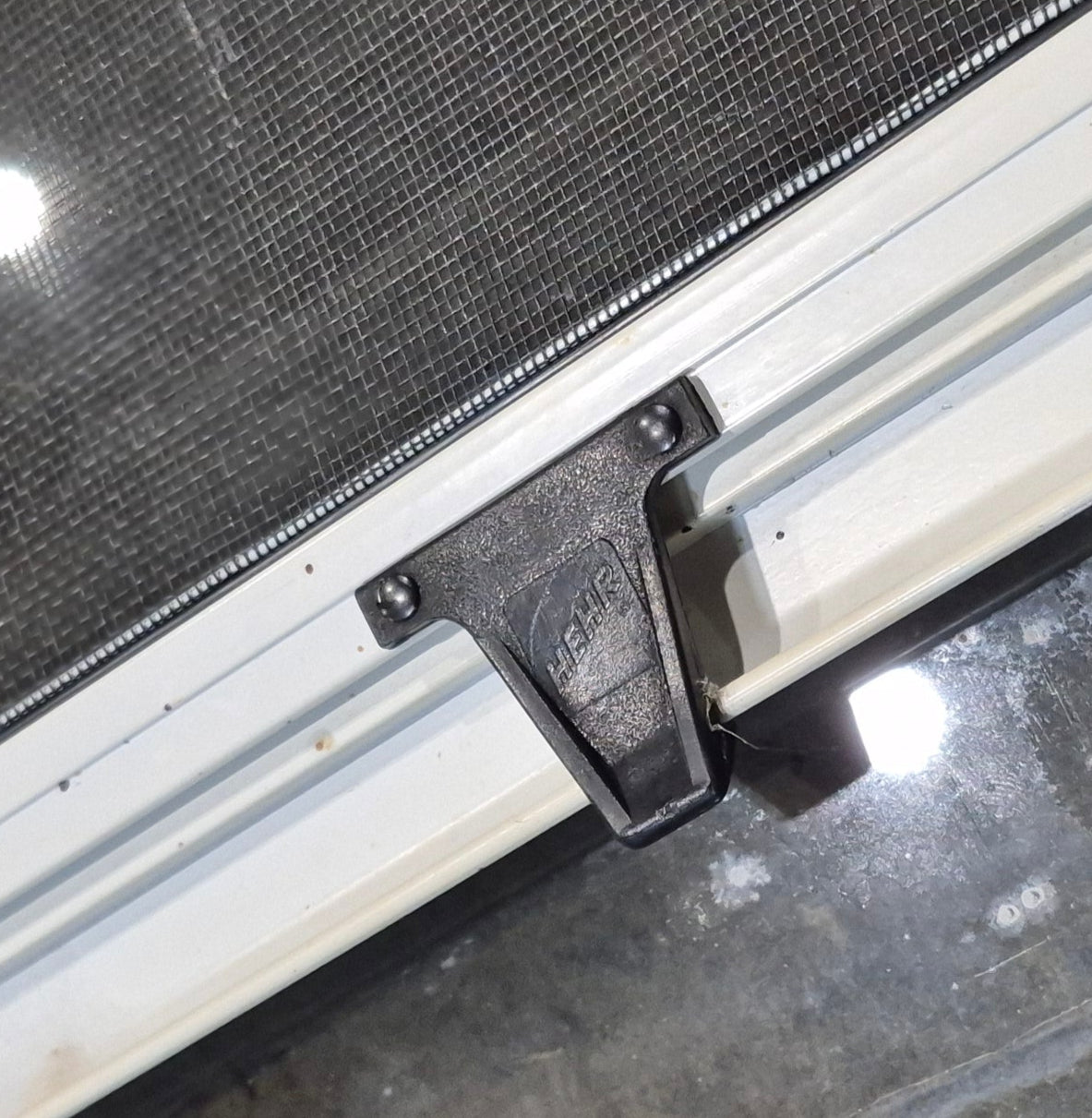 Used White Radius Opening Window : 23 1/4" W x 25 3/4" H x 1 7/8" D - Young Farts RV Parts