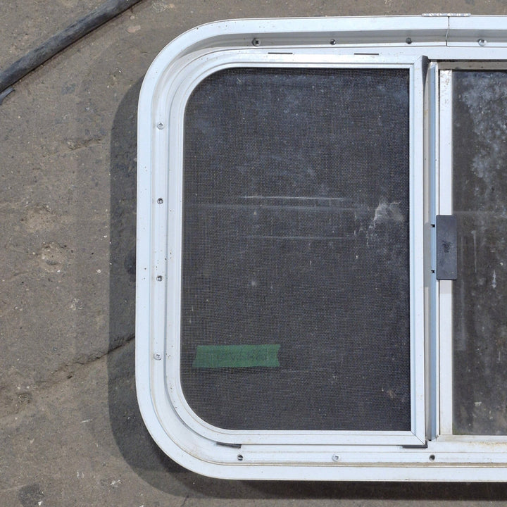 Used White Radius Opening Window - 23.25 X 17.25 X 1.75 - Young Farts RV Parts