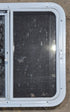 Used White Radius Opening Window : 24" W x 21 1/2" H x 1 7/8" D - Young Farts RV Parts