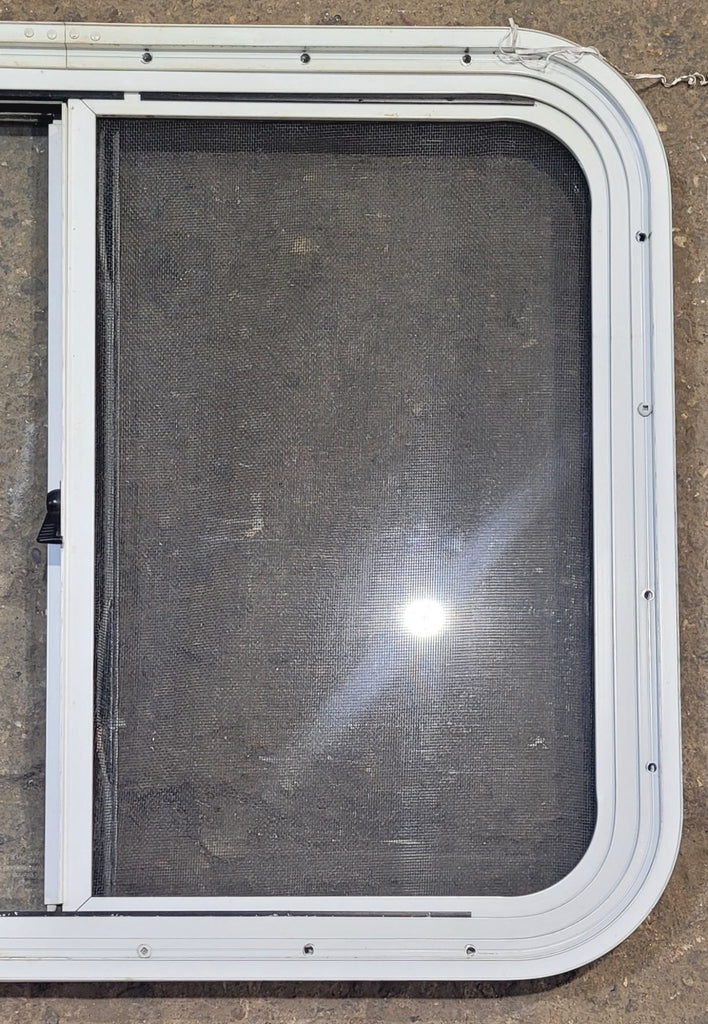 Used White Radius Opening Window : 26 1/2" W x 20 1/2" H x 1 1/4" D - Young Farts RV Parts