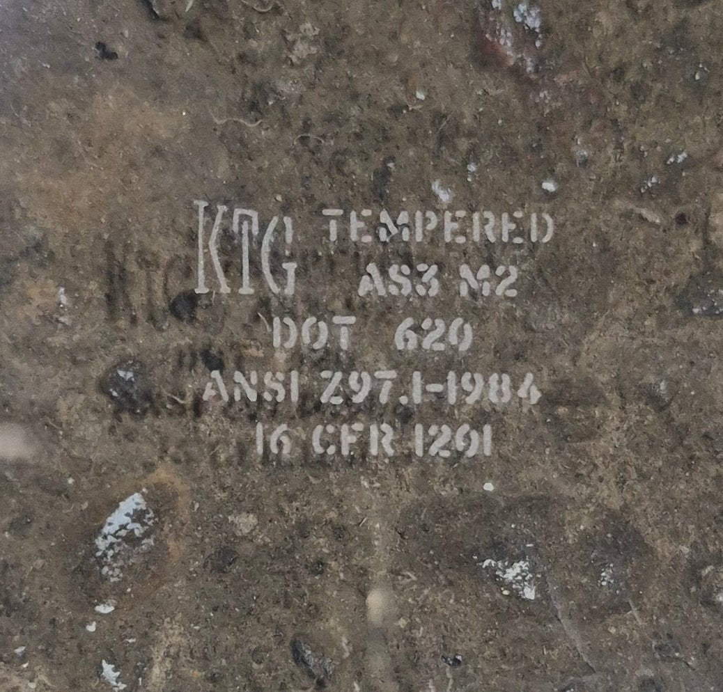 Used White Radius Opening Window : 29 1/2" W x 19 1/4" H x 1 7/8" D - Young Farts RV Parts