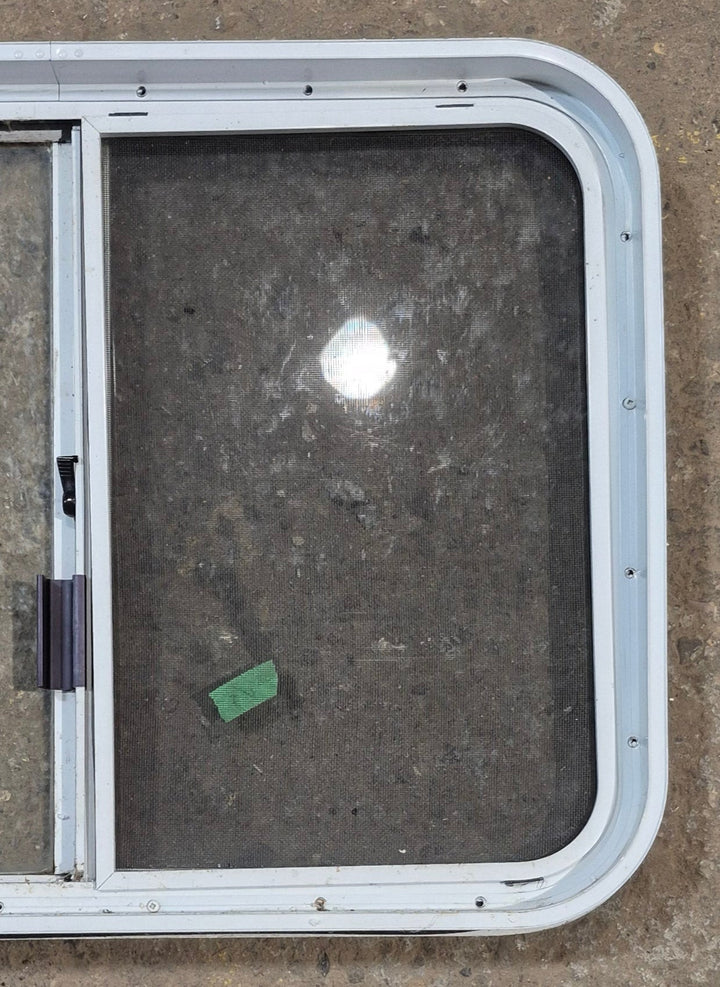 Used White Radius Opening Window : 29 1/2" W x 21 1/2" H x 2" D - Young Farts RV Parts