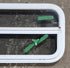 Used White Radius Opening Window : 29 1/4" W x 14 1/4" H x 1 3/4" D - Young Farts RV Parts