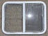 Used White Radius Opening Window : 29 1/4" W x 21 1/2" H x 1 1/4" D - Young Farts RV Parts