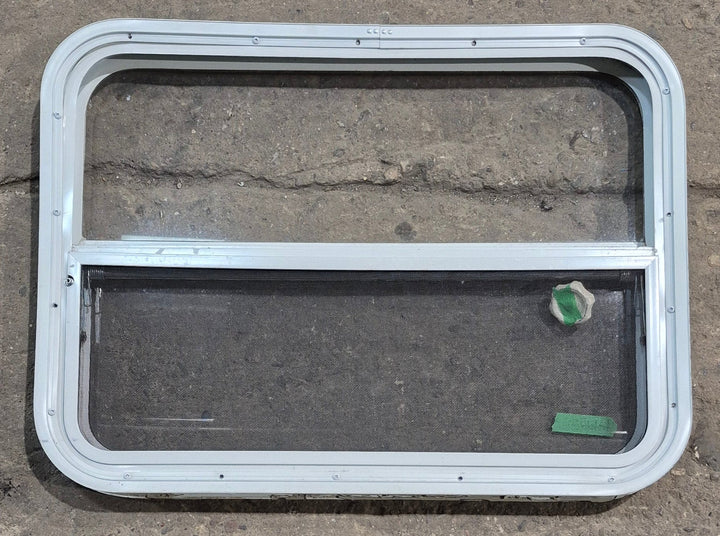 Used White Radius Opening Window : 29 1/4" W x 21 1/4" H x 1 3/4" D - Young Farts RV Parts