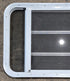 Used White Radius Opening Window : 35 1/4" W x 21 1/4" H x 1 7/8" D - Young Farts RV Parts