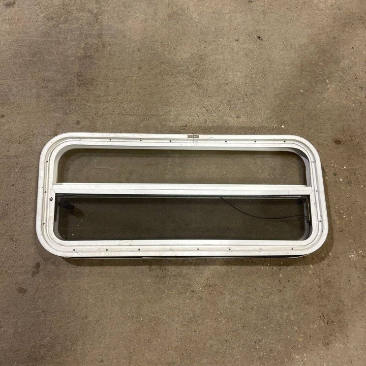 Used White Radius Opening Window - 35.5 X 14.5 X 2.0 - Young Farts RV Parts