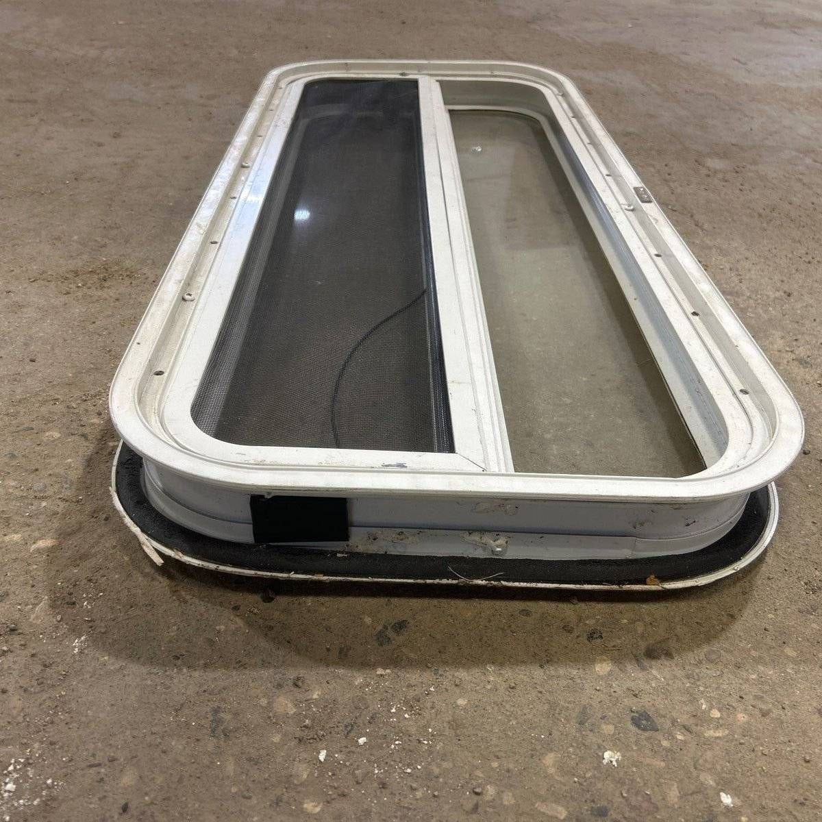 Used White Radius Opening Window - 35.5 X 14.5 X 2.0 - Young Farts RV Parts