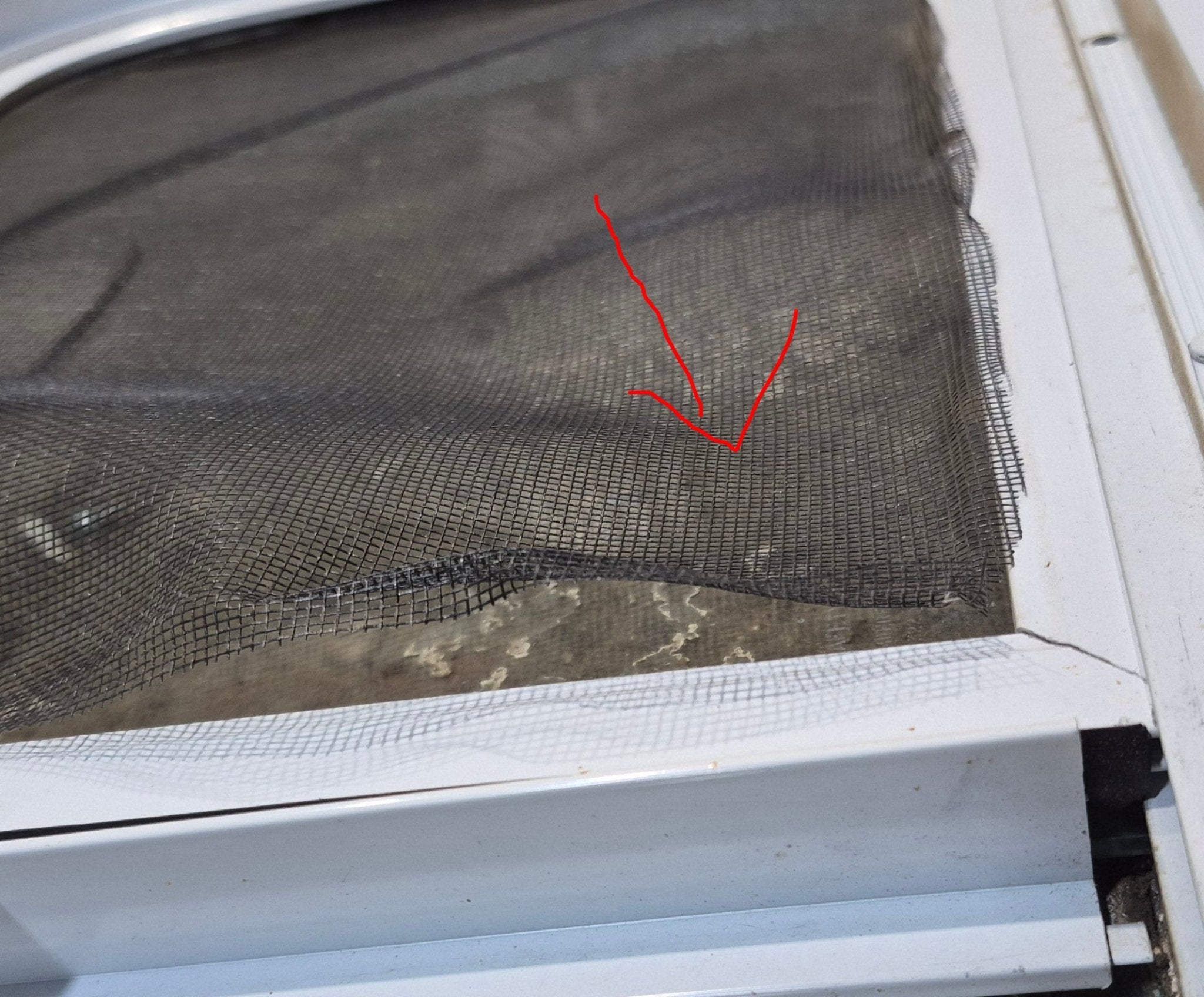 Used White Radius Opening Window : 36 1/4" W x 14 3/4" H x 1 3/4" D - Young Farts RV Parts