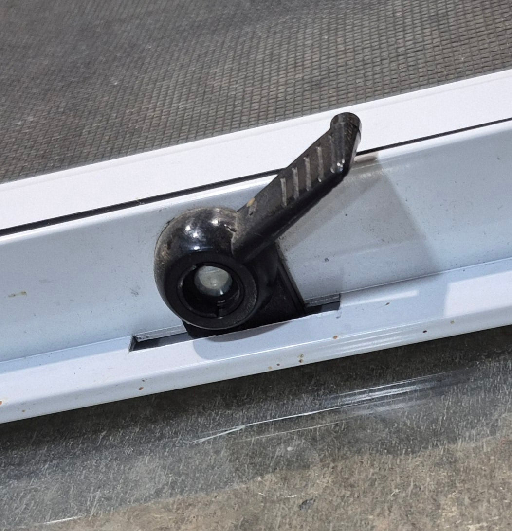 Used White Radius Opening Window : 36 1/4" W x 19 3/4" H x 1 3/4" D - Young Farts RV Parts