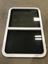 Used White Radius Opening Window : 39 1/2" W x 26 1/4" H x 2" D - Young Farts RV Parts