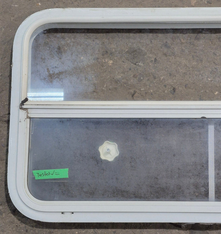 Used White Radius Opening Window : 41 1/4" W x 21 1/4" H x 1 3/4" D - Young Farts RV Parts