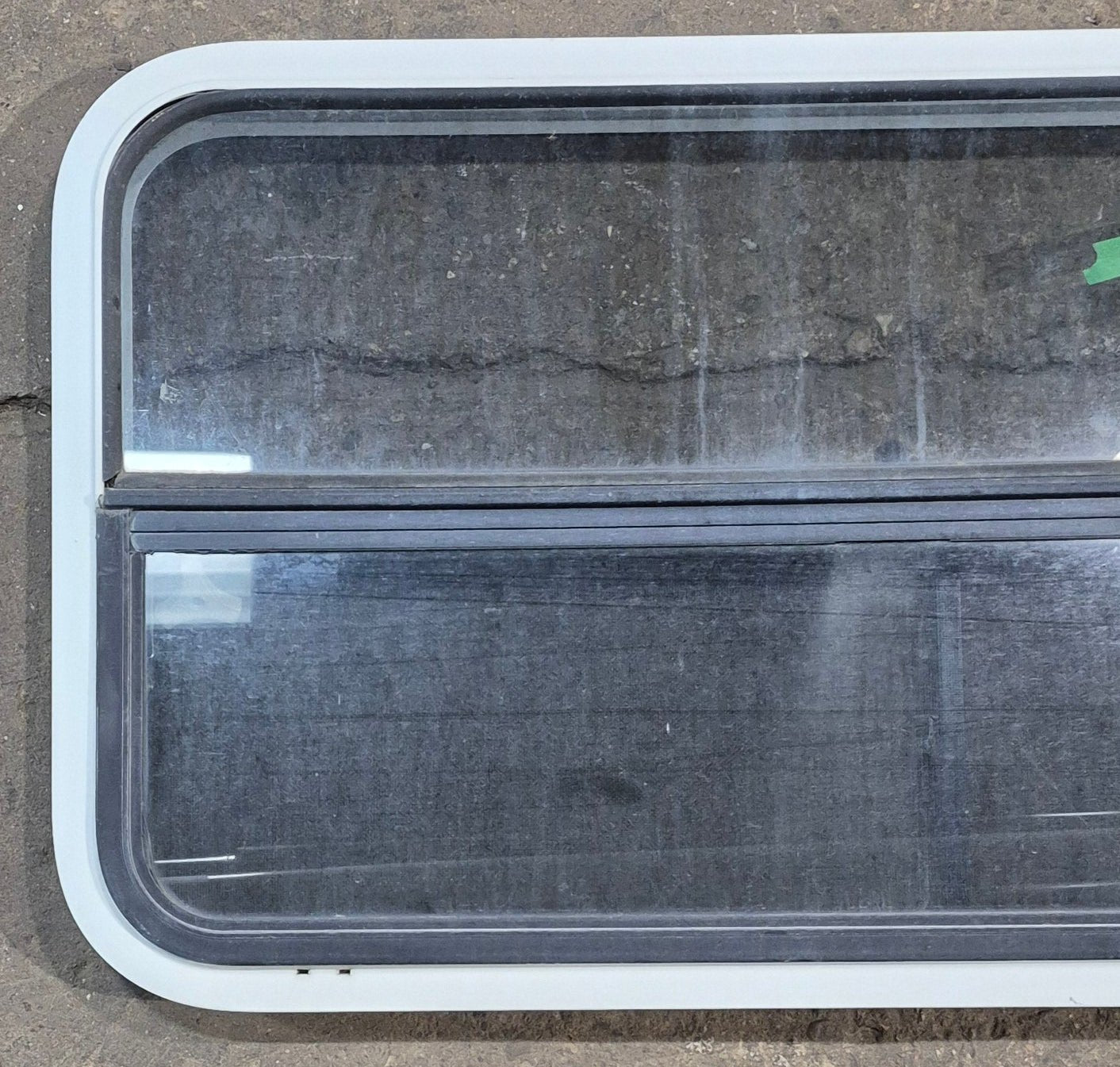 Used White Radius Opening Window : 41 1/4" W x 21 1/4" H x 1 3/4" D - Young Farts RV Parts