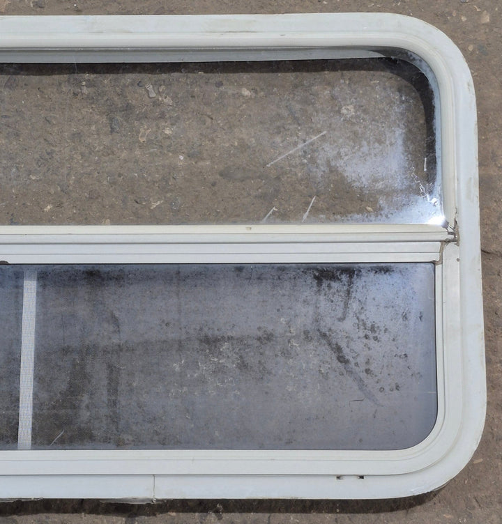 Used White Radius Opening Window : 41 1/4" W x 21 1/4" H x 1 3/4" D - Young Farts RV Parts