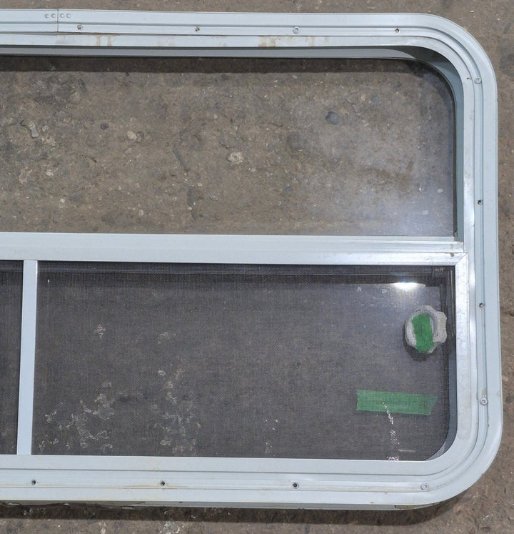 Used White Radius Opening Window : 41 1/4" W x 21 1/4" H x 1 3/4" D - Young Farts RV Parts