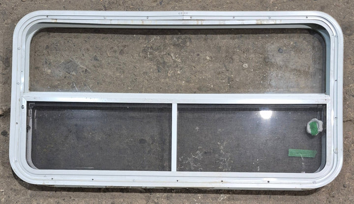 Used White Radius Opening Window : 41 1/4" W x 21 1/4" H x 1 3/4" D - Young Farts RV Parts