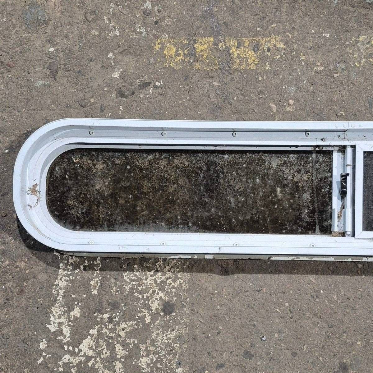 Used White Radius Opening Window - 42 1/2" X 7 1/2" X 2" - Young Farts RV Parts