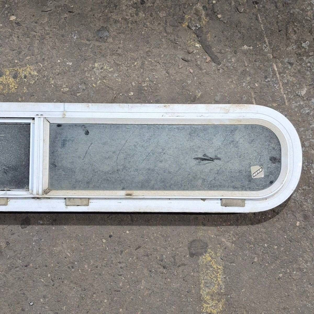 Used White Radius Opening Window - 42 1/2" X 7 1/2" X 2" - Young Farts RV Parts