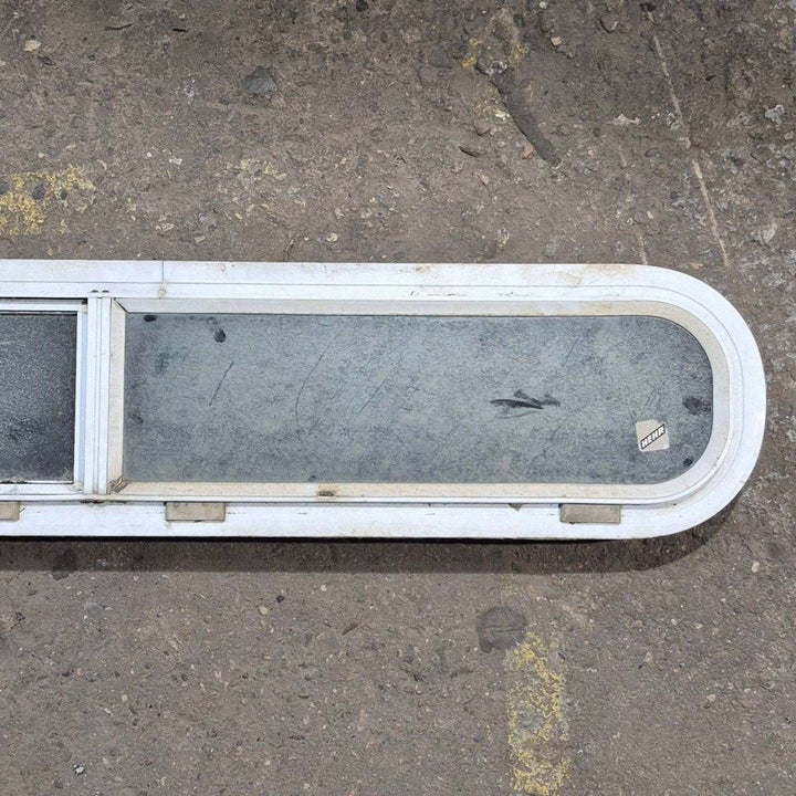 Used White Radius Opening Window - 42 1/2" X 7 1/2" X 2" - Young Farts RV Parts