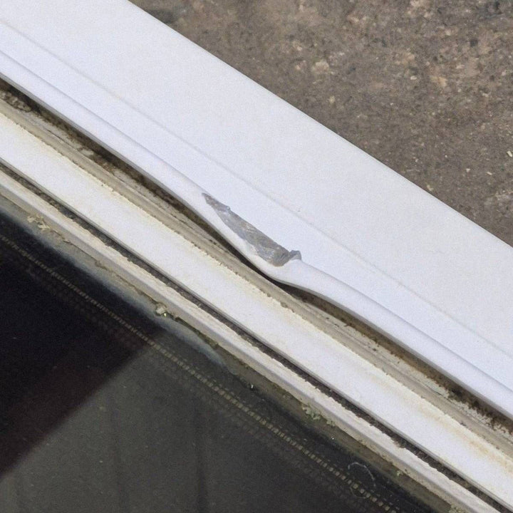 Used White Radius Opening Window - 42 5/8" X 24 3/8" X 1 7/8" - Young Farts RV Parts